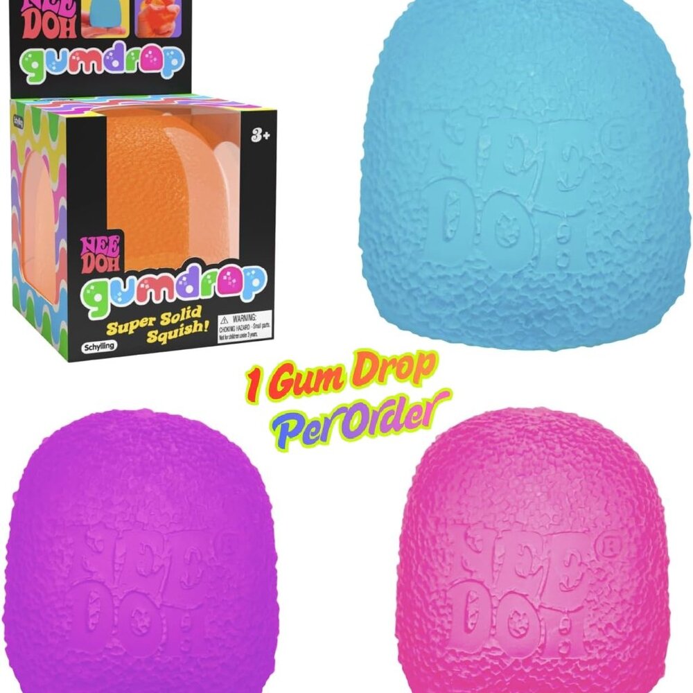 Nee Doh Pink Gumdrop Textured Sensory Toy 2.25" Tall (1 Gum Drop Per Order)